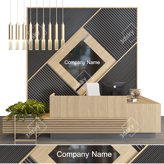 Sleek Modern Reception Desk 3D model image 1