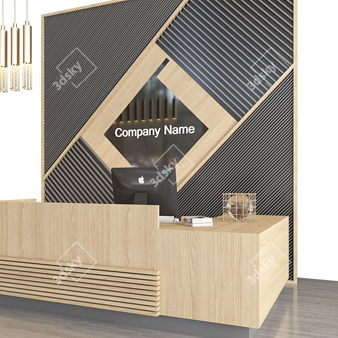 Sleek Modern Reception Desk 3D model image 3