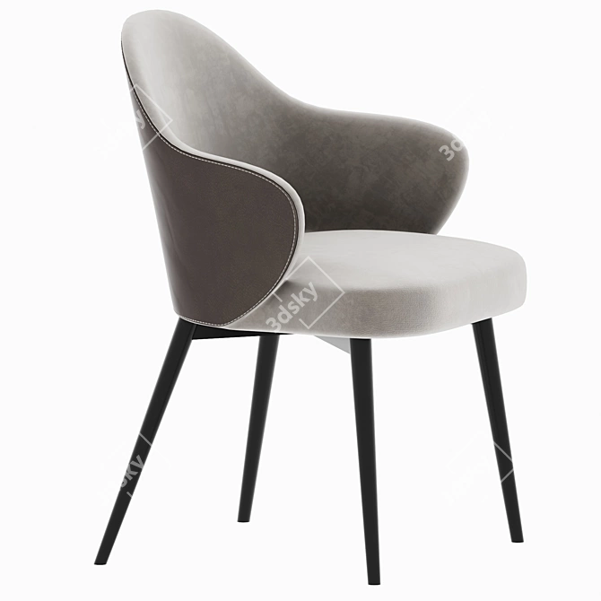 Aria Contemporary Velvet Armchair 3D model image 2