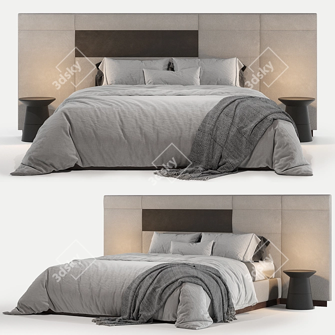 Quadrant Bed: Sleek and Stylish with Side Panels 3D model image 2