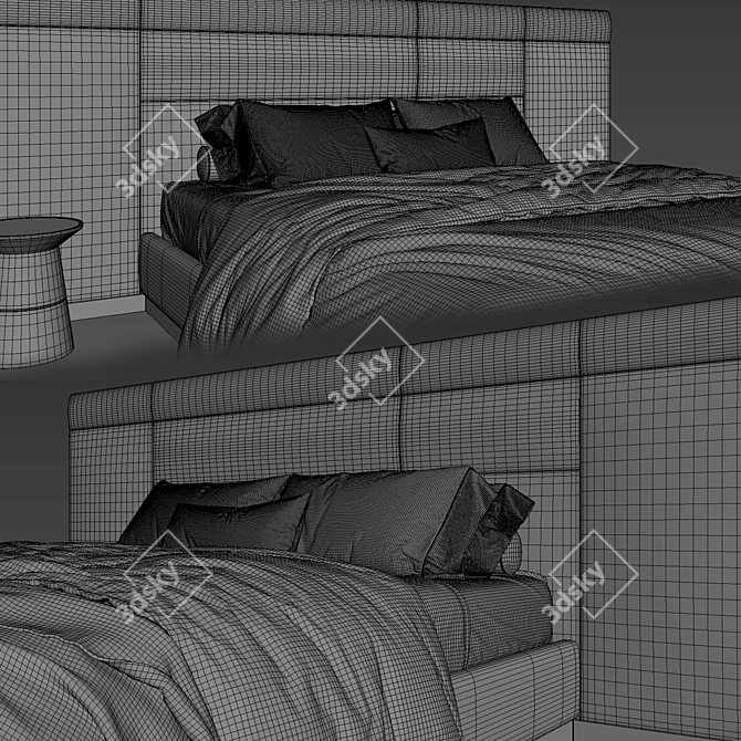 Quadrant Bed: Sleek and Stylish with Side Panels 3D model image 4