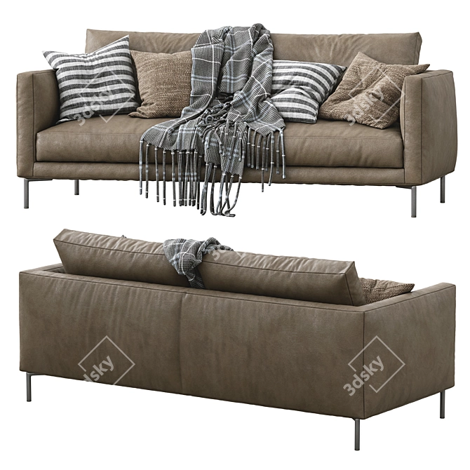 Modern Interface Leather Sofa 3D model image 6