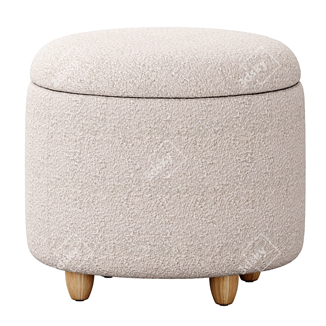 Boucle Louise Ottoman: Stylish Storage Solution 3D model image 1