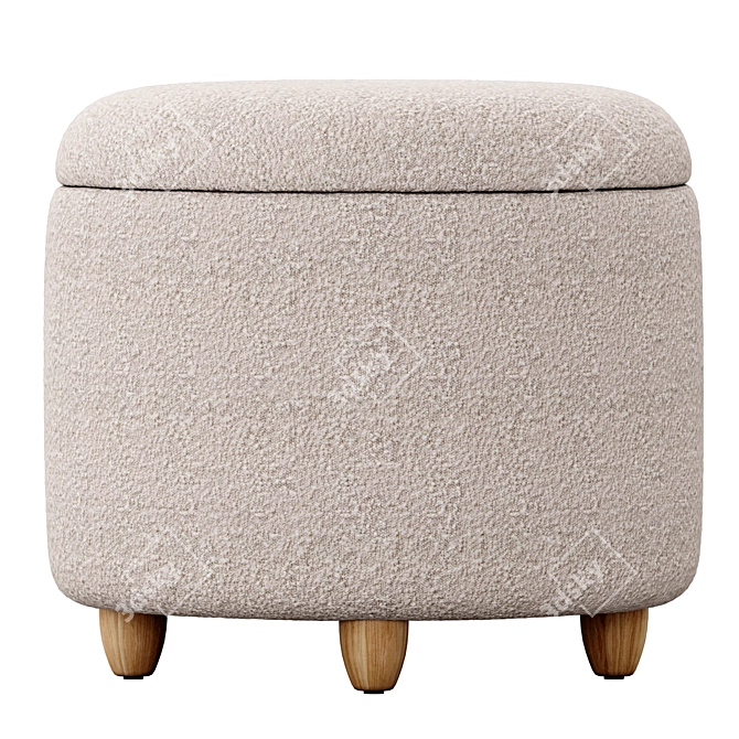 Boucle Louise Ottoman: Stylish Storage Solution 3D model image 2