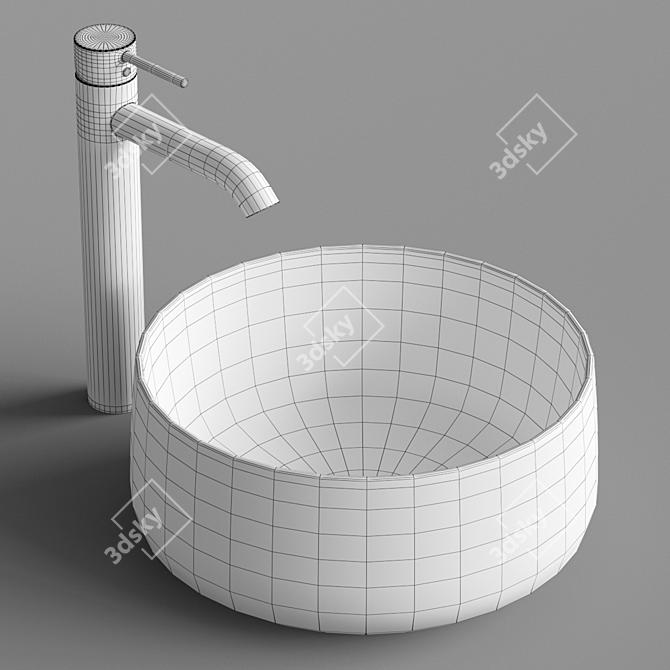 Elegant Cognac 35 Wash Basin 3D model image 3