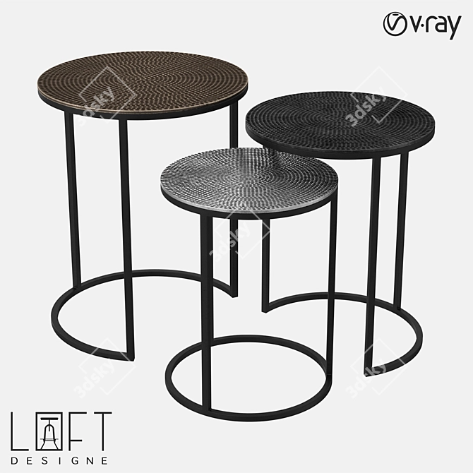 Modern Metal Coffee Table Set 3D model image 1