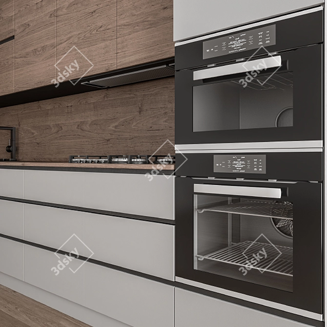Modern Wood and Gray Kitchen 48 3D model image 4