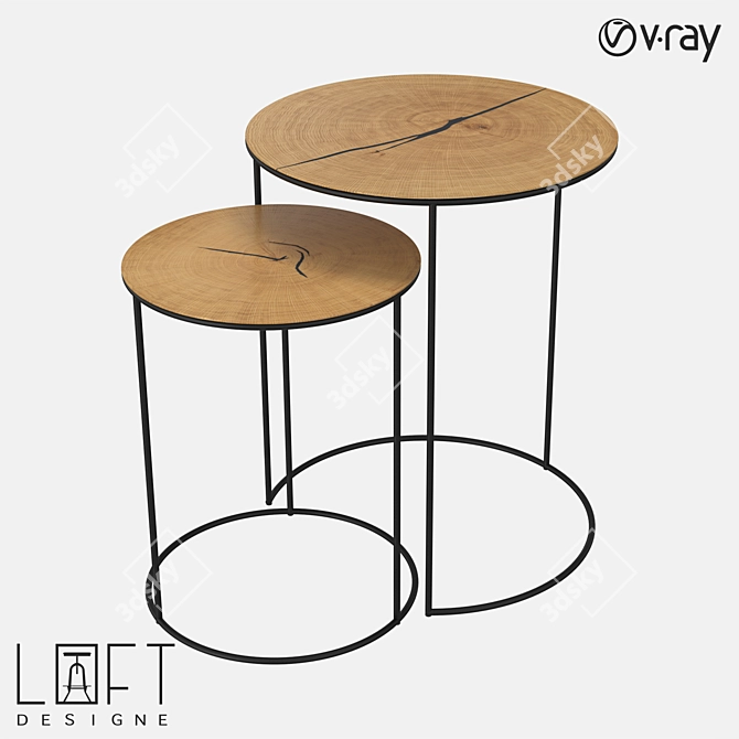 LoftDesign 60177 Metal Coffee Table Set 3D model image 1