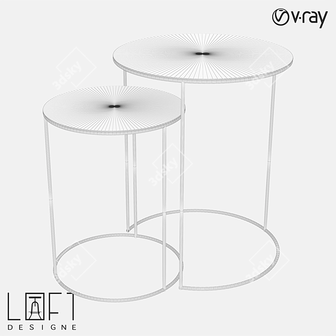 LoftDesign 60177 Metal Coffee Table Set 3D model image 2