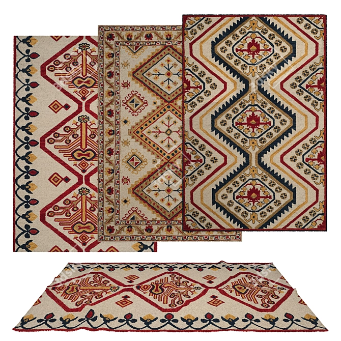 Versatile Set of 6 Rugs 3D model image 1