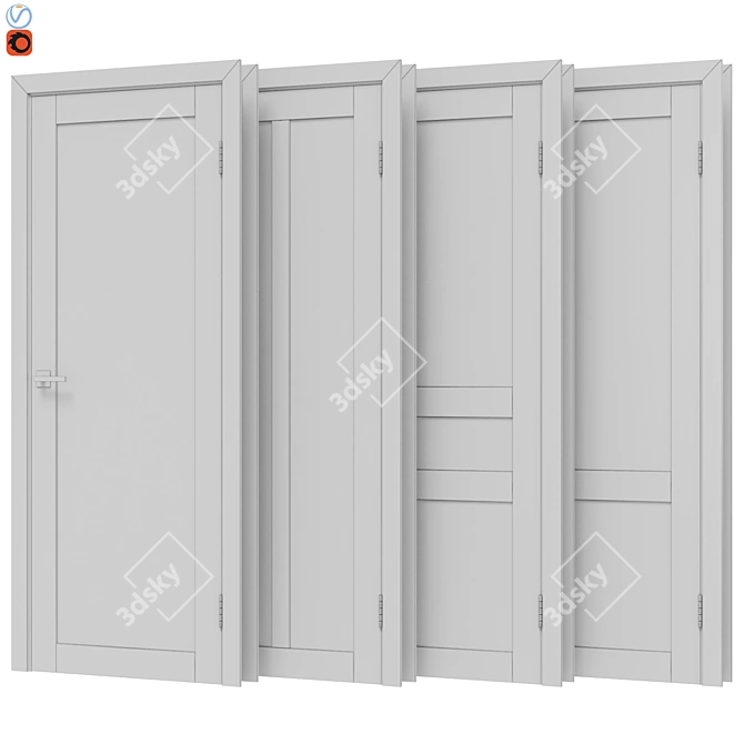 Classical Door Set - 4 Pieces 3D model image 2