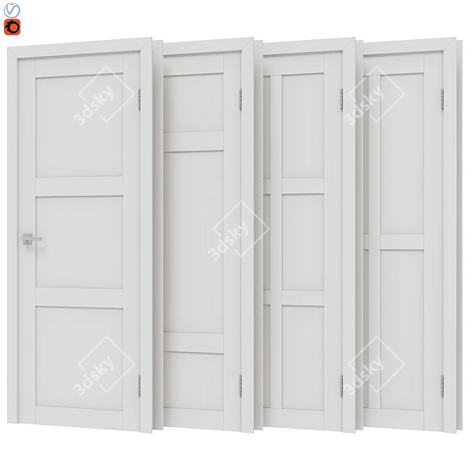 Elegant Door Set - 4-Piece 3D model image 1