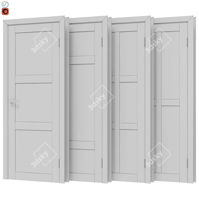 Elegant Door Set - 4-Piece 3D model image 2