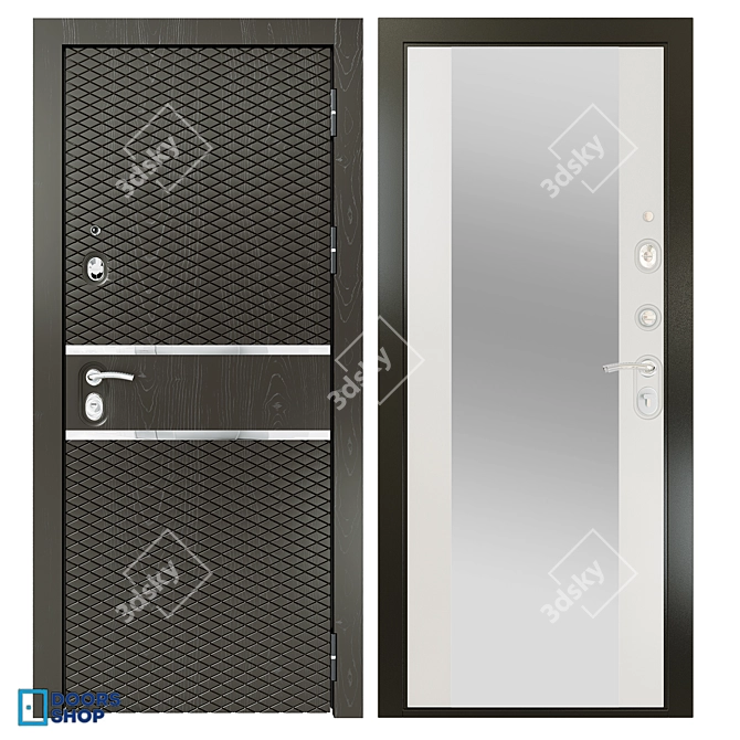 PBR-Optimized Plaza Metal Door 3D model image 5