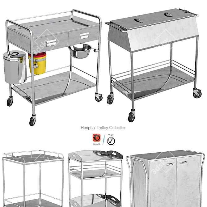 Versatile Hospital Trolley 3D model image 1