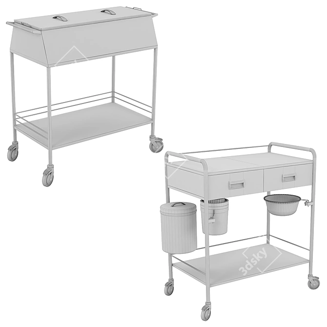 Versatile Hospital Trolley 3D model image 4