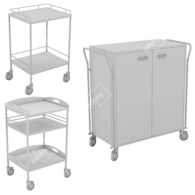 Versatile Hospital Trolley 3D model image 5