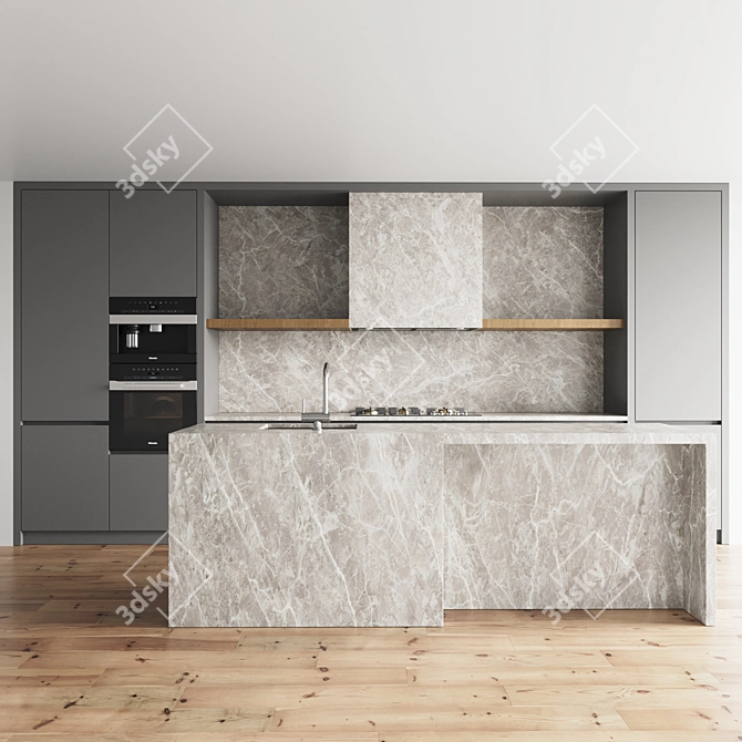 Ultra-Modern Kitchen Set 3D model image 1