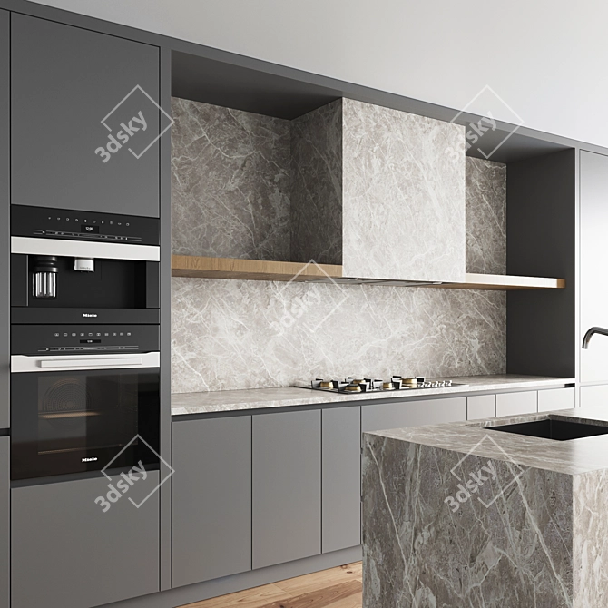 Ultra-Modern Kitchen Set 3D model image 2