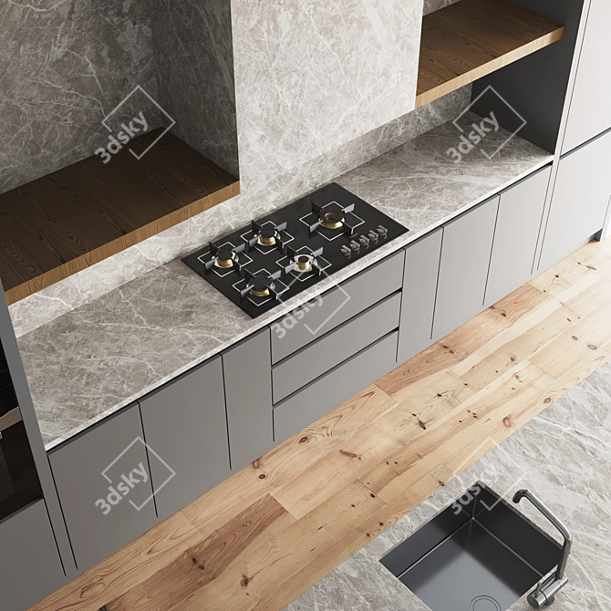 Ultra-Modern Kitchen Set 3D model image 4