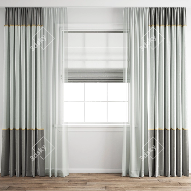 Elegant Curtain Collection 3D model image 1