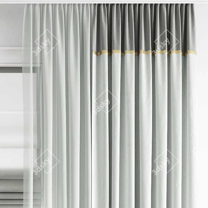 Elegant Curtain Collection 3D model image 5