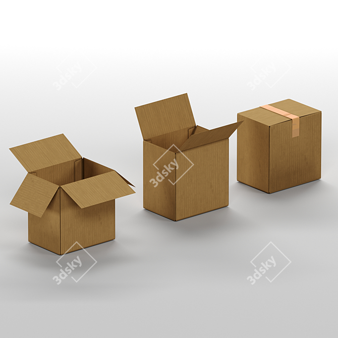 Cardboard Boxes Set, Low Poly 3D model image 4