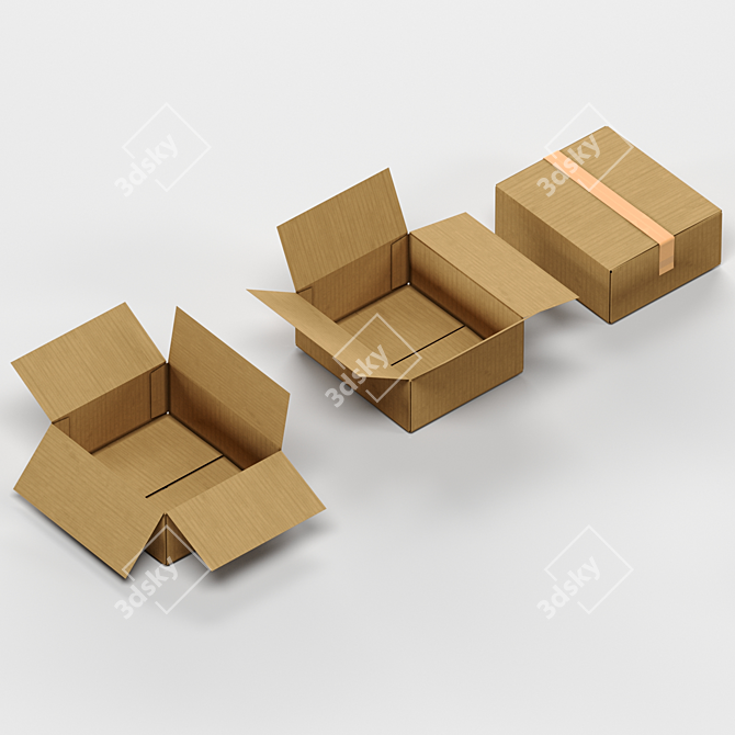 Cardboard Boxes Set, Low Poly 3D model image 5