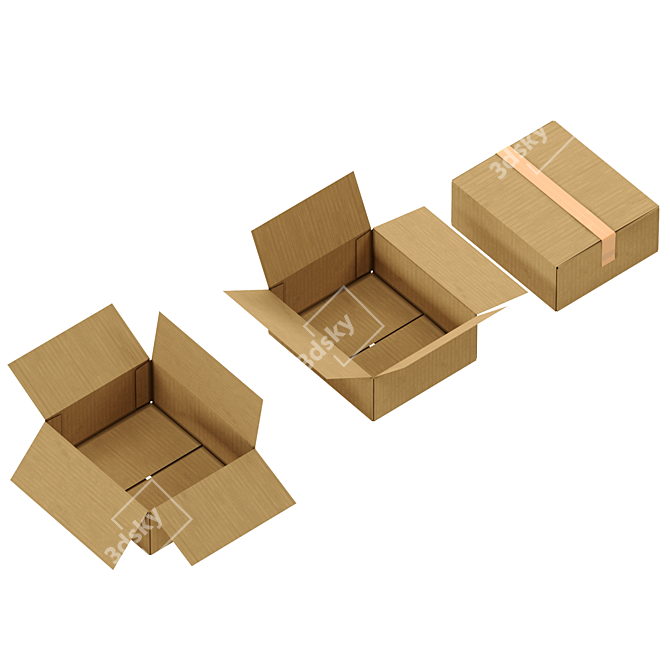 Cardboard Boxes Set, Low Poly 3D model image 8