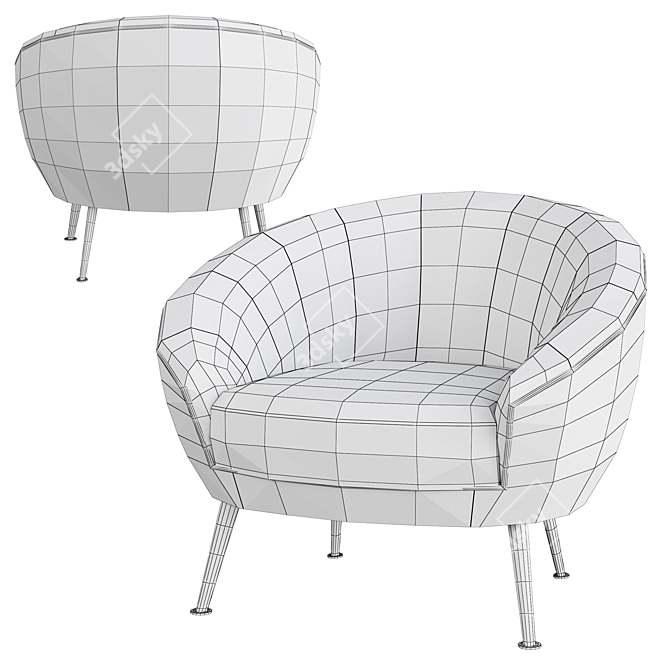 Blush Velvet Primrose Accent Armchair 3D model image 7