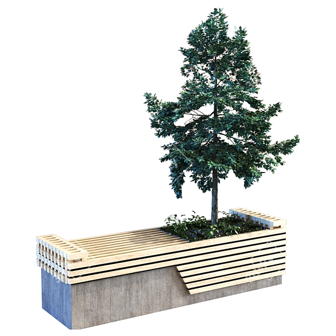 Greenery Box Bench: 102 Plant Set 3D model image 2