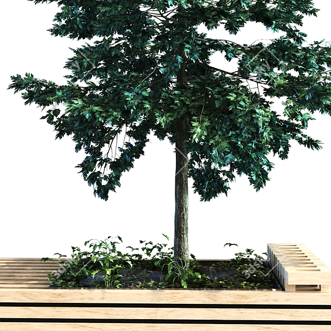 Greenery Box Bench: 102 Plant Set 3D model image 3