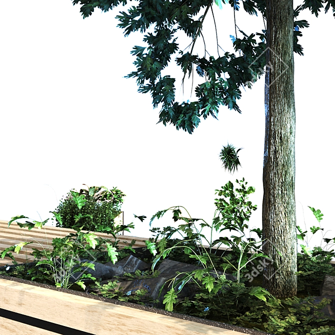 Greenery Box Bench: 102 Plant Set 3D model image 4