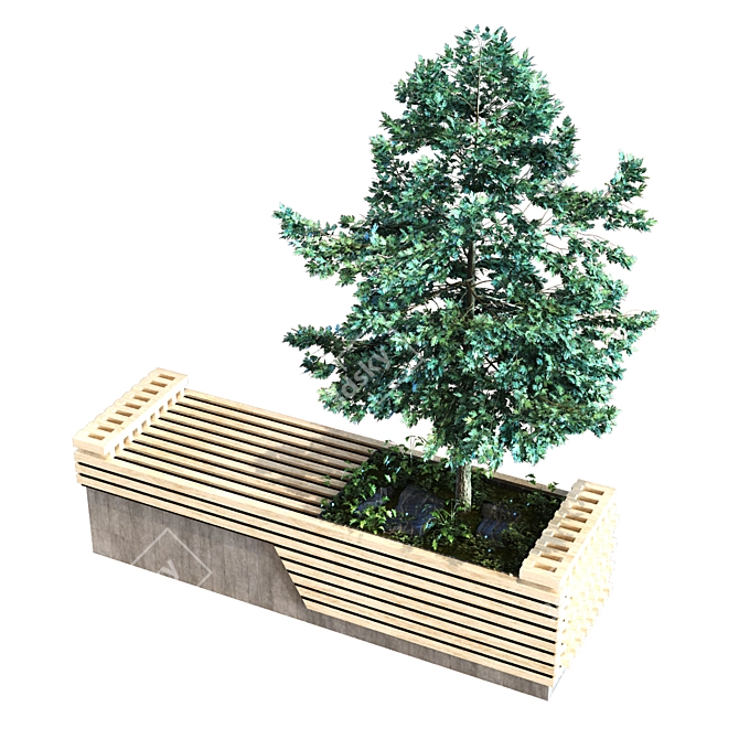 Greenery Box Bench: 102 Plant Set 3D model image 5