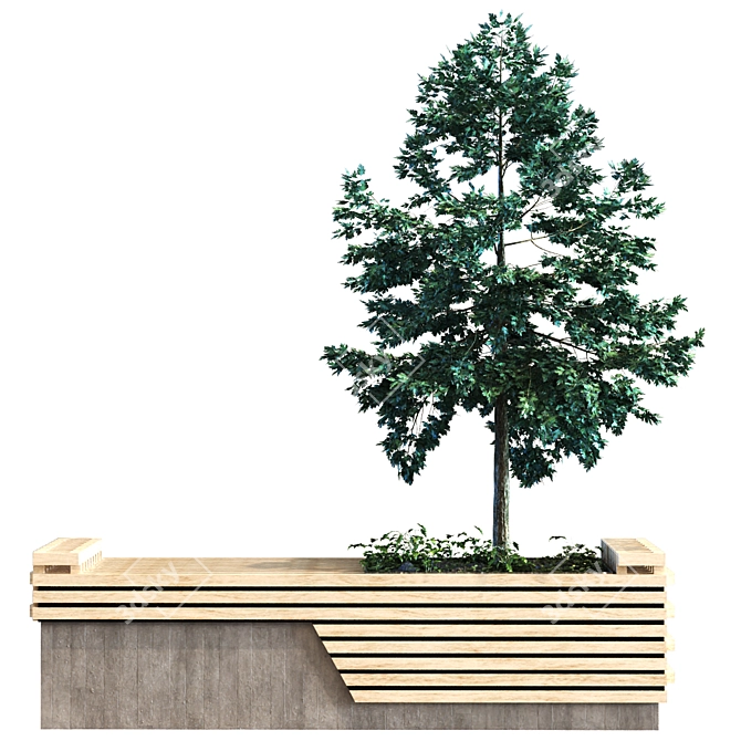 Greenery Box Bench: 102 Plant Set 3D model image 6