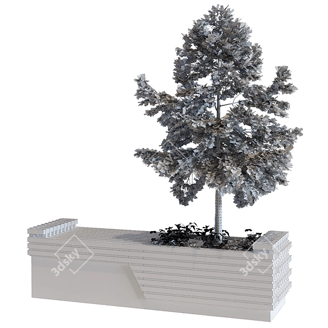 Greenery Box Bench: 102 Plant Set 3D model image 7
