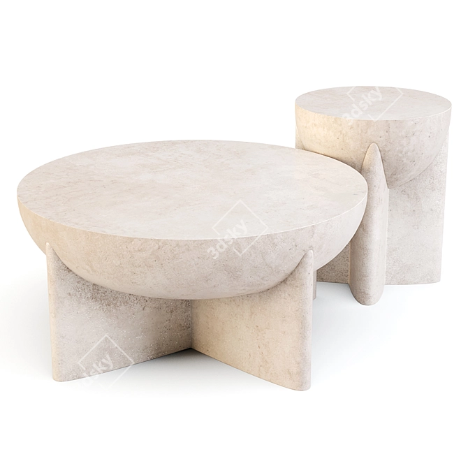 West Elm Monti Lava Stone Tables 3D model image 1