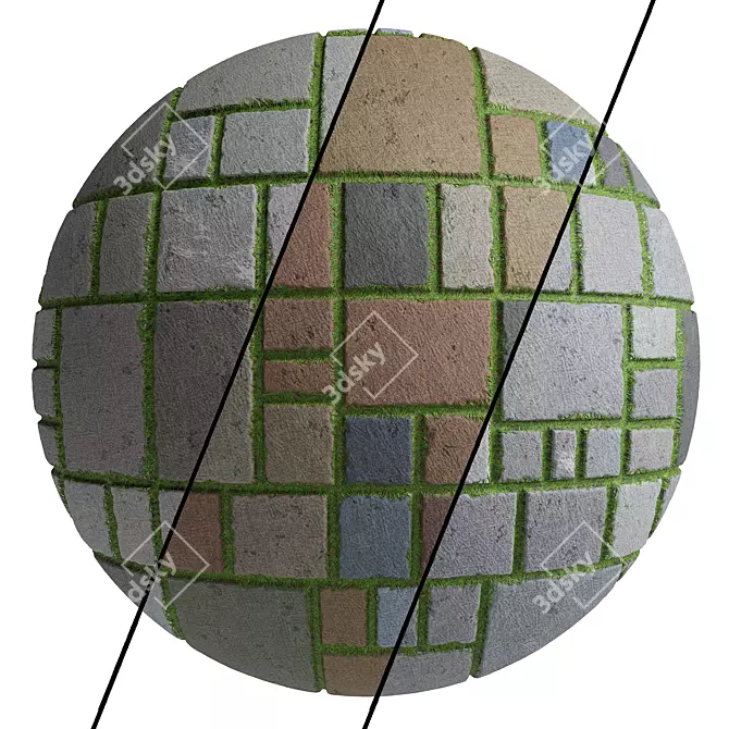Grass Stone PBR Material - 3 Color 4k 3D model image 5
