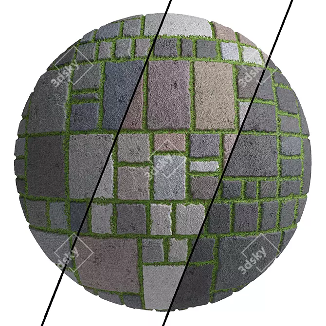 Grass Stone Materials: 3 Color PBR, Sbsar, 4k 3D model image 5