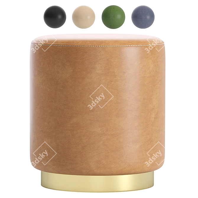 Luxury Dior Leather Poof 3D model image 1