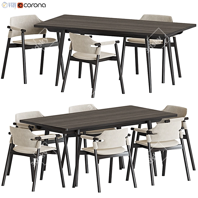 Modern Dining Set 119: Sleek Design, Multiple Formats 3D model image 2