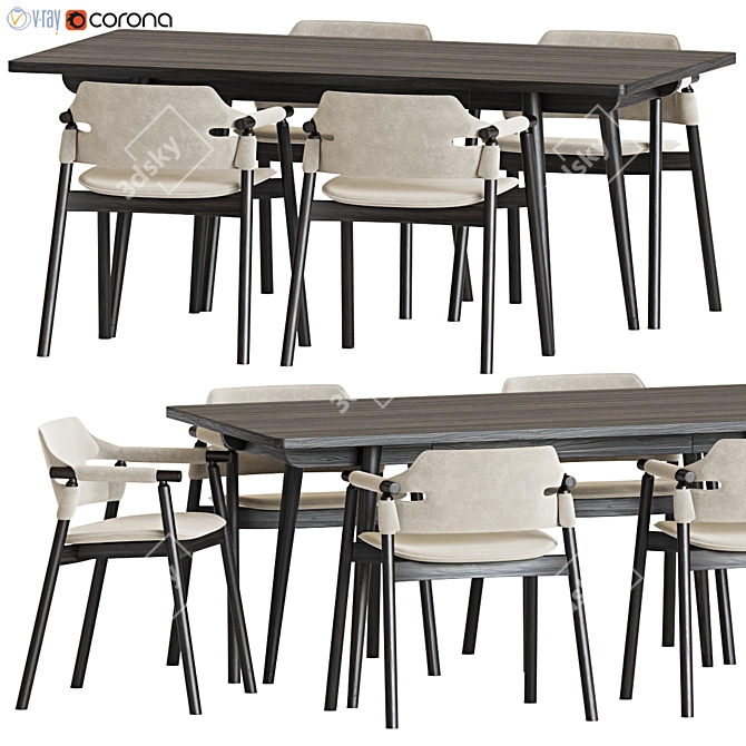 Modern Dining Set 119: Sleek Design, Multiple Formats 3D model image 3