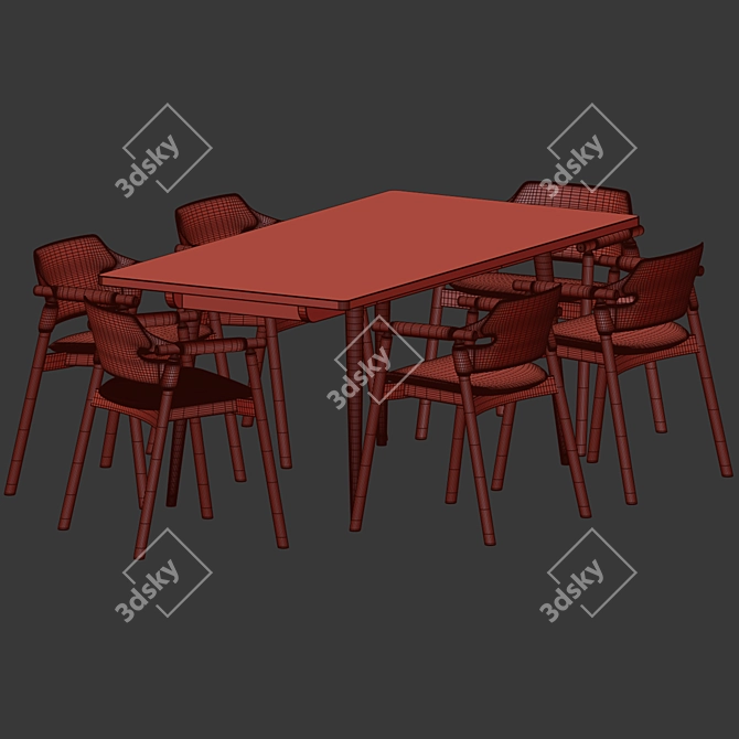 Modern Dining Set 119: Sleek Design, Multiple Formats 3D model image 5