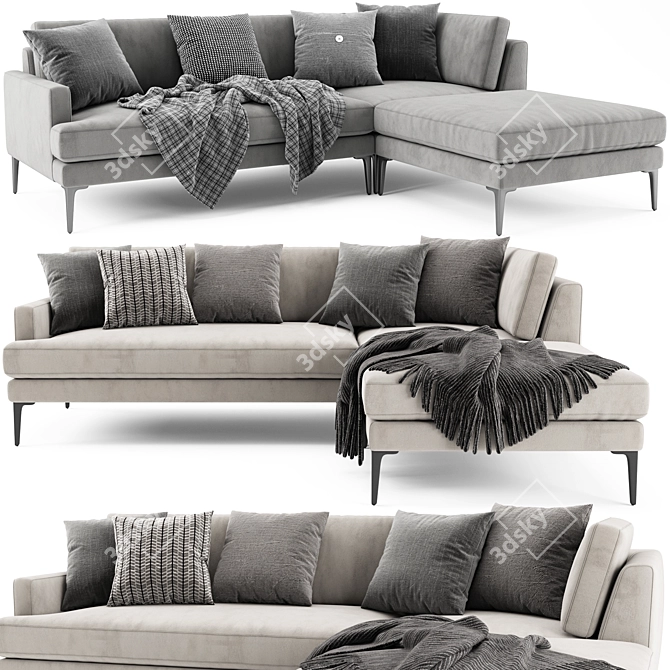 Andes Sofa by West Elm: Modern Comfort in Minimal Design 3D model image 1