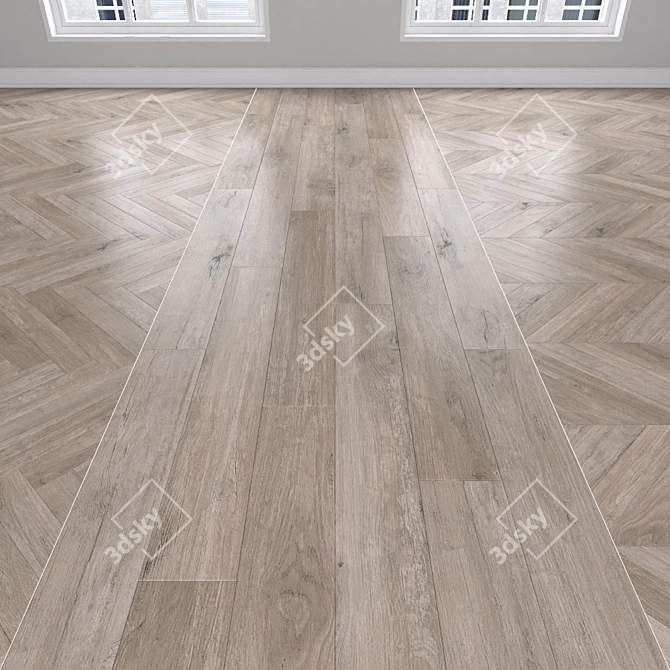 Oak Parquet Flooring: Herringbone, Linear, Chevron 3D model image 1