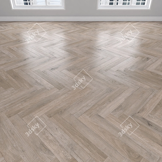 Oak Parquet Flooring: Herringbone, Linear, Chevron 3D model image 3