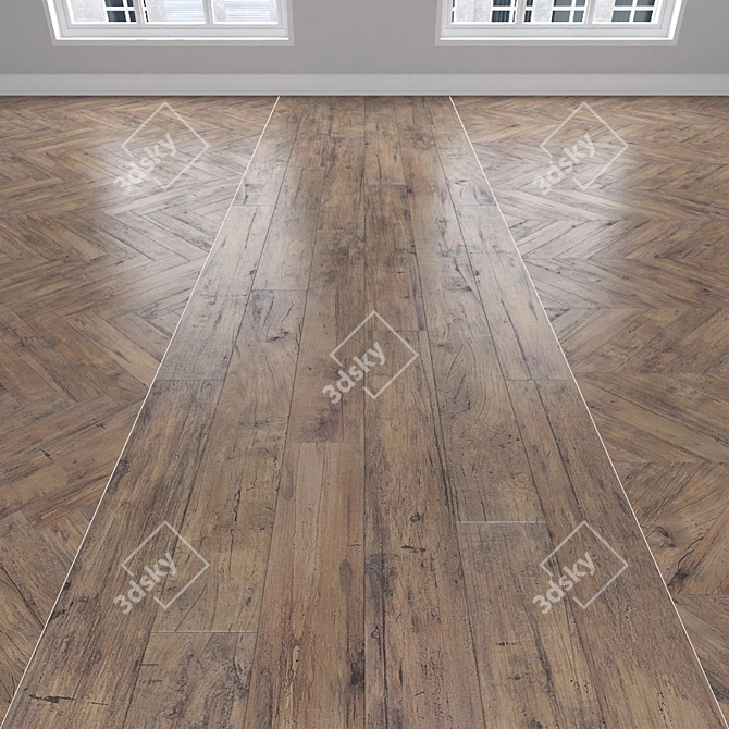 Parquet Oak: Herringbone, Linear, Chevron 3D model image 1