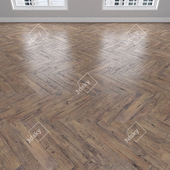 Parquet Oak: Herringbone, Linear, Chevron 3D model image 3