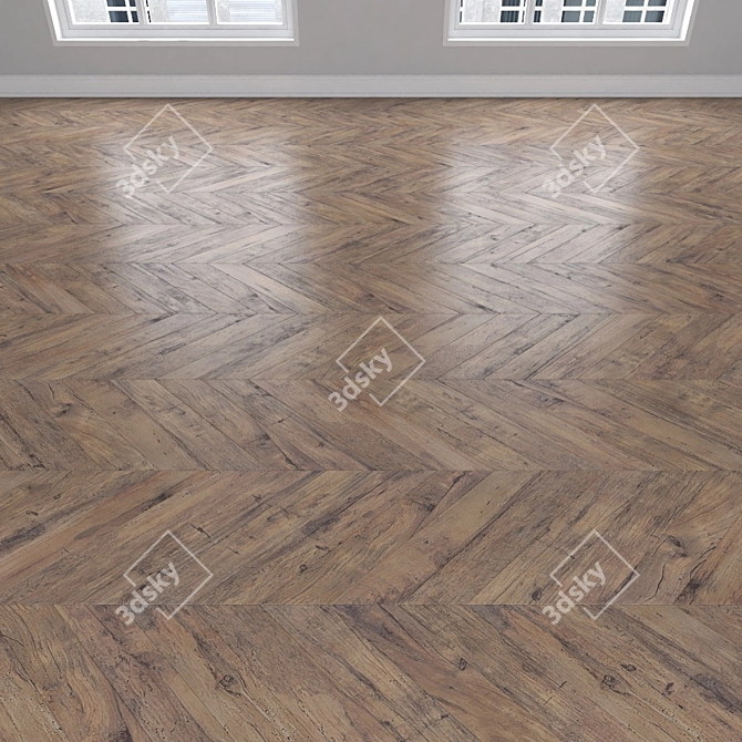 Parquet Oak: Herringbone, Linear, Chevron 3D model image 4