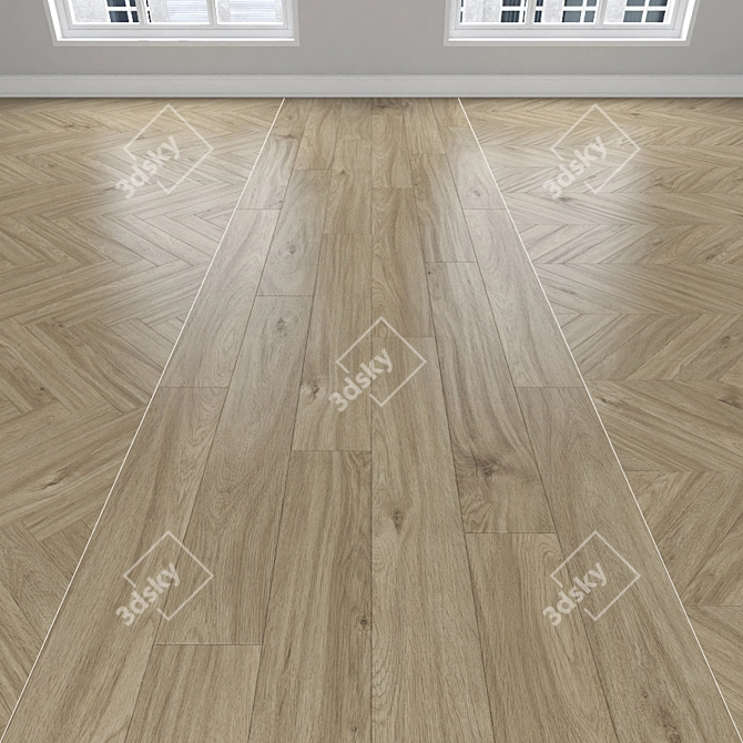 Oak Parquet: Herringbone, Linear & Chevron 3D model image 1